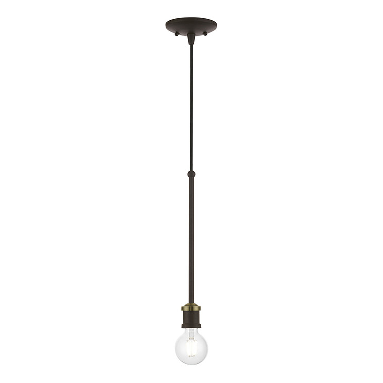 Livex Lighting Lansdale Collection  1 Light Bronze with Antique Brass Accents Single Pendant in Bronze with Antique Brass Accents 47161-07
