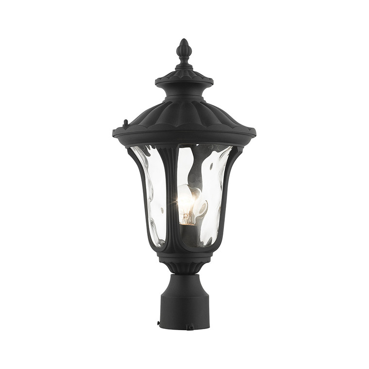Livex Lighting Oxford Collection  1 Light Textured Black Outdoor Post Top Lantern in Textured Black 7848-14