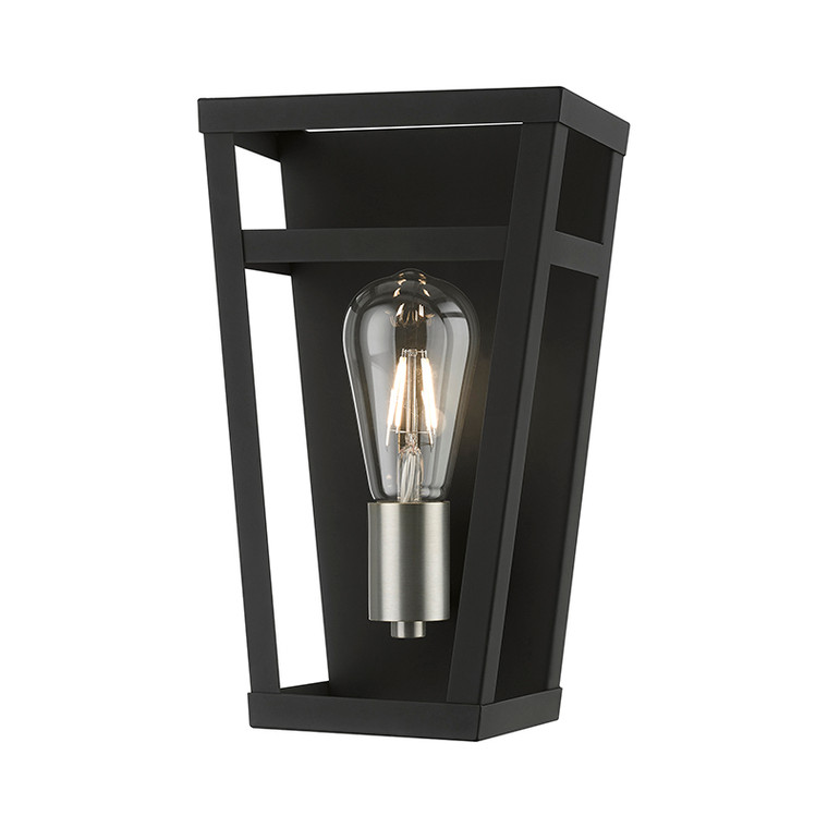 Livex Lighting Schofield Collection  1 Light Black with Brushed Nickel Accents ADA Sconce in Black with Brushed Nickel Accents 49567-04