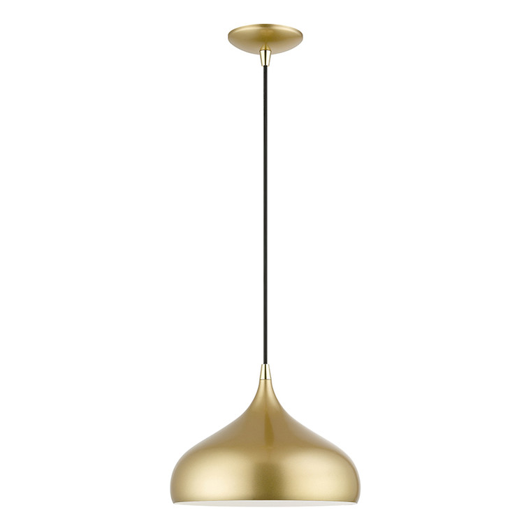 Livex Lighting Amador Collection  1 Light Soft Gold Pendant in Soft Gold with Polished Brass Accents 41172-33
