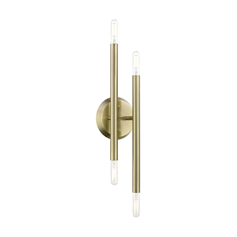 Livex Lighting Soho Collection  4 Light Antique Brass ADA Sconce in Antique Brass 46771-01