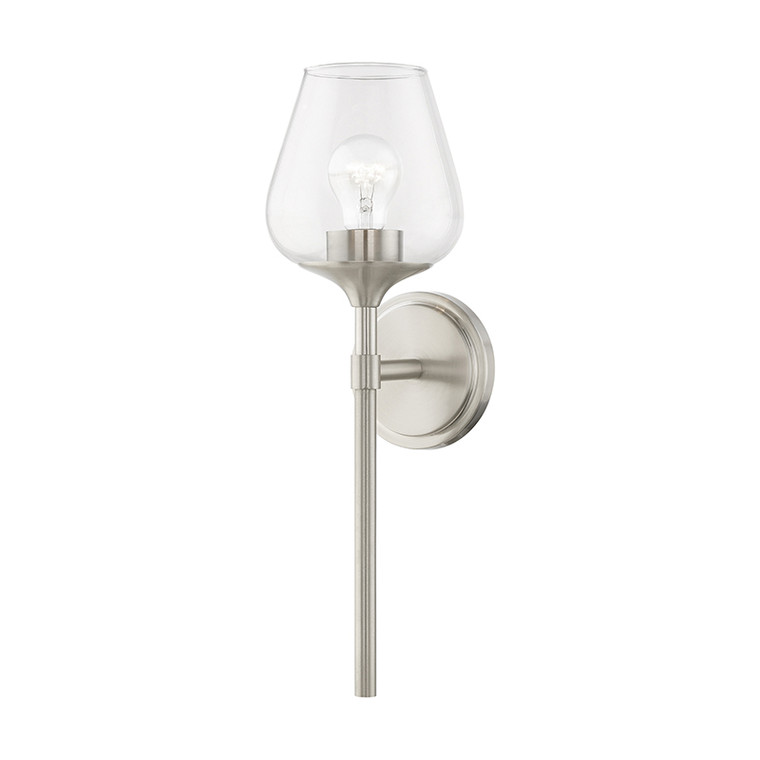 Livex Lighting Willow Collection  1 Light Brushed Nickel Vanity Sconce in Brushed Nickel 17471-91