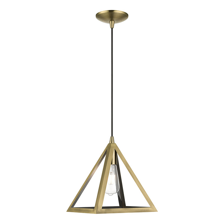 Livex Lighting Pinnacle Collection  1 Light Antique Brass Pendant in Antique Brass 41329-01