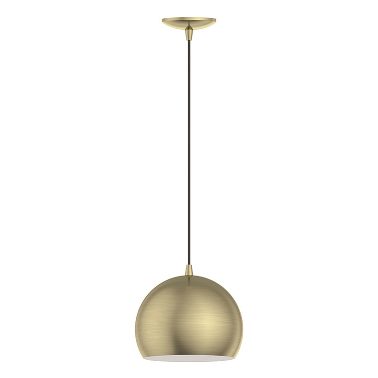 Livex Lighting Piedmont Collection  1 Light Antique Brass Pendant in Antique Brass 40801-01