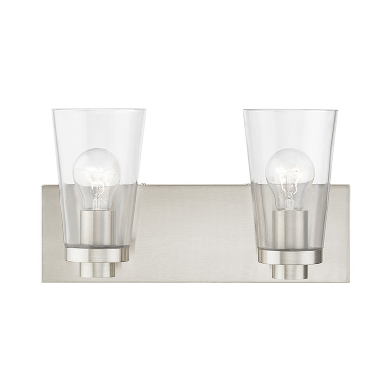 Livex Lighting Cityview Collection  2 Light Brushed Nickel Vanity Sconce in Brushed Nickel 18182-91