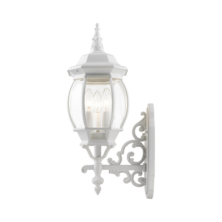 Livex Lighting Frontenac Collection  3 Light Textured White Outdoor Wall Lantern in Textured White 7524-13