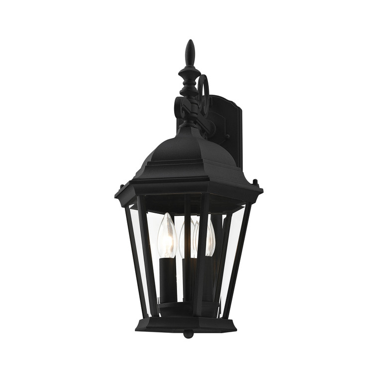 Livex Lighting Hamilton Collection  3 Light Textured Black Outdoor Wall Lantern in Textured Black 7560-14