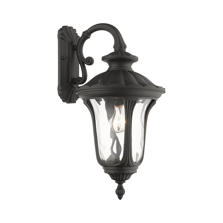 Livex Lighting Oxford Collection  1 Light Textured Black Outdoor Wall Lantern in Textured Black 7853-14
