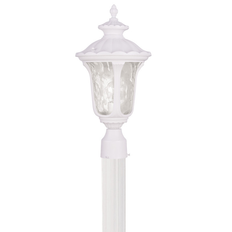 Livex Lighting Oxford Collection  1 Light Textured White Outdoor Post Top Lantern in Textured White 7855-13