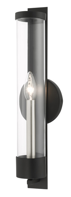 Livex Lighting Castleton Collection  1 Light Black ADA Single Sconce in Black with Brushed Nickel Candle 10142-04