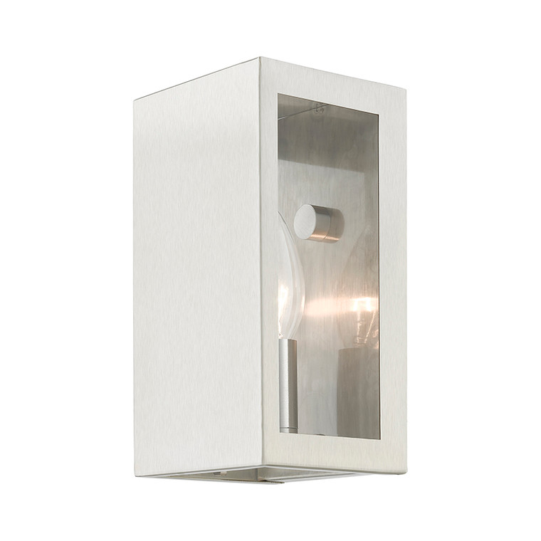 Livex Lighting Winfield Collection  1 Light Brushed Nickel Outdoor ADA Small Sconce in Brushed Nickel 29121-91