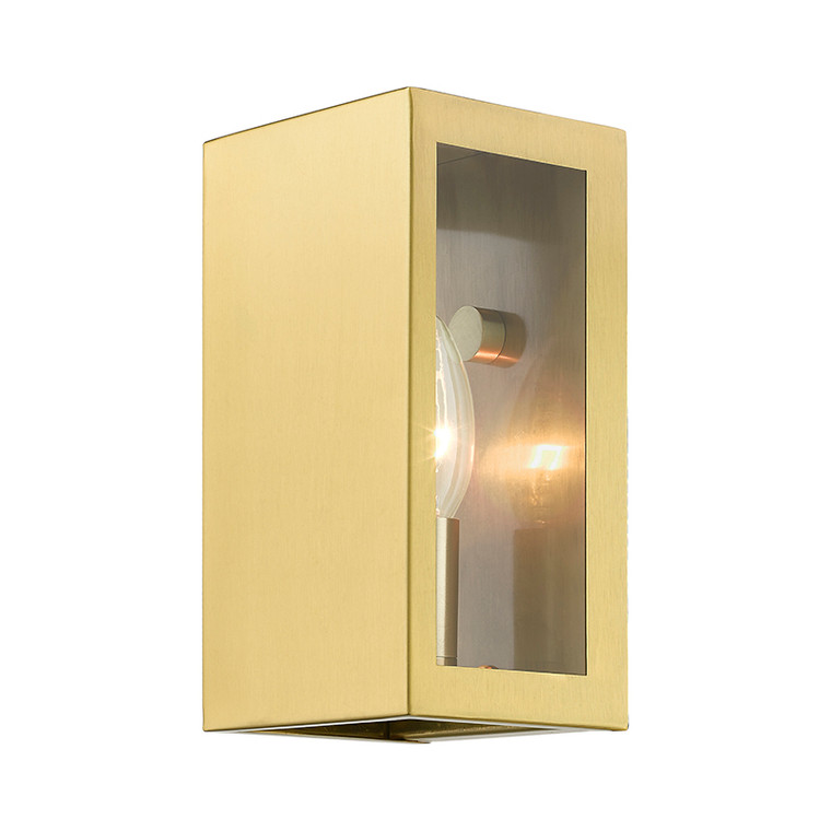 Livex Lighting Winfield Collection  1 Light Satin Gold Outdoor ADA Small Sconce in Satin Gold 29121-32