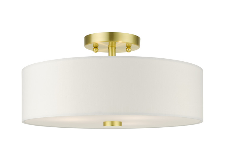 Livex Lighting Meridian Collection  3 Light Satin Brass Semi Flush in Satin Brass 51054-12