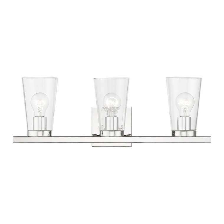 Livex Lighting Cityview Collection  3 Light Polished Chrome Vanity Sconce in Polished Chrome 17623-05