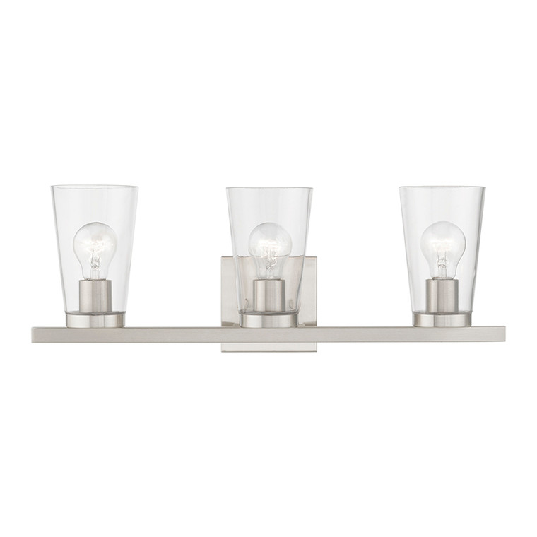 Livex Lighting Cityview Collection  3 Light Brushed Nickel Vanity Sconce in Brushed Nickel 17623-91