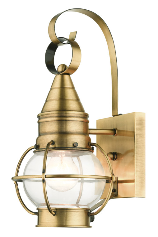 Livex Lighting Newburyport Collection  1 Light Antique Brass Outdoor Wall Lantern in Antique Brass 26900-01