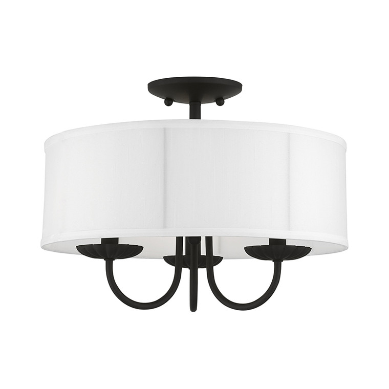 Livex Lighting Brookdale Collection  3 Light Black Semi-Flush Mount in Black 42989-04