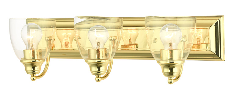 Livex Lighting Birmingham Collection  3 Light Polished Brass Vanity Sconce in Polished Brass 17073-02
