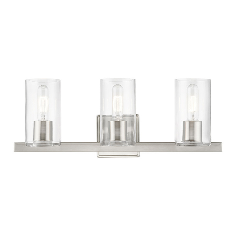 Livex Lighting Clarion Collection  3 Light Brushed Nickel Vanity Sconce in Brushed Nickel 18033-91
