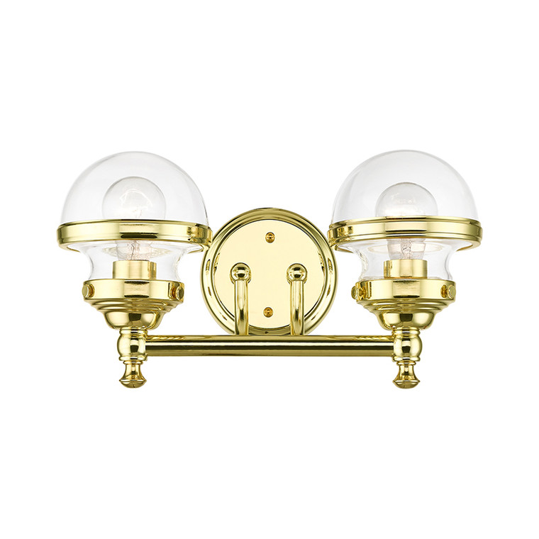 Livex Lighting Oldwick Collection  2 Light Polished Brass Vanity Sconce in Polished Brass 17412-02