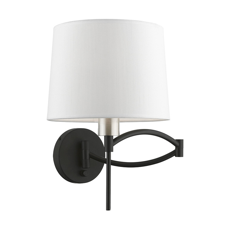 Livex Lighting Swing Arm Wall Lamps Collection  1 Light Black with Brushed Nickel Accent Swing Arm Wall Lamp in Black with Brushed Nickel Accent 40044-04