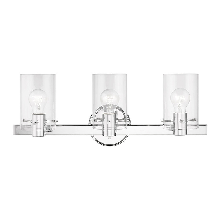 Livex Lighting Munich Collection  3 Light Polished Chrome Vanity Sconce in Polished Chrome 17233-05