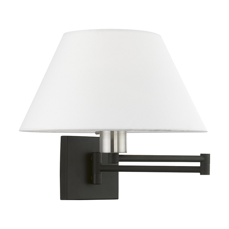 Livex Lighting Swing Arm Wall Lamps Collection  1 Light Black with Brushed Nickel Accent Swing Arm Wall Lamp in Black with Brushed Nickel Accent 40039-04