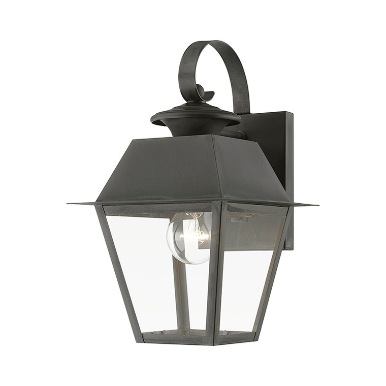 Livex Lighting Wentworth Collection  1 Light Charcoal Outdoor Small Wall Lantern in Charcoal 27212-61