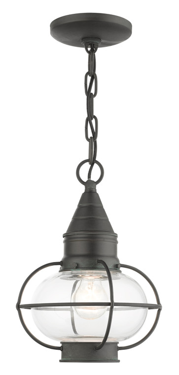 Livex Lighting Newburyport Collection  1 Light Charcoal Outdoor Pendant Lantern in Charcoal 26910-61
