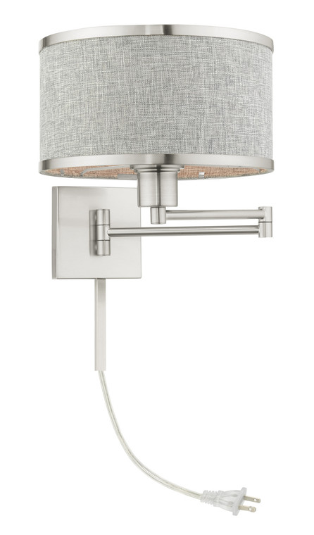 Livex Lighting Swing Arm Wall Lamps Collection  1 Light Brushed Nickel Swing Arm Wall Lamp in Brushed Nickel 60429-91