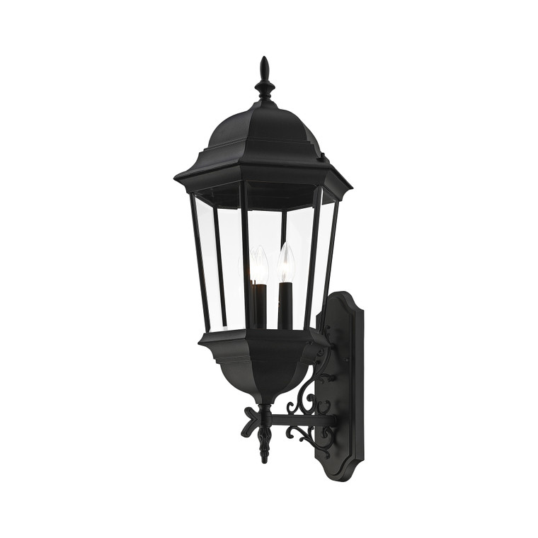 Livex Lighting Hamilton Collection  3 Light Textured Black Outdoor Wall Lantern in Textured Black 7566-14
