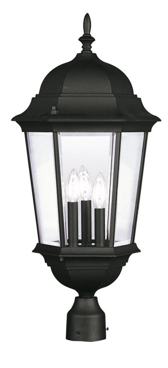 Livex Lighting Hamilton Collection  3 Light Textured Black Outdoor Post Top Lantern in Textured Black 7568-14
