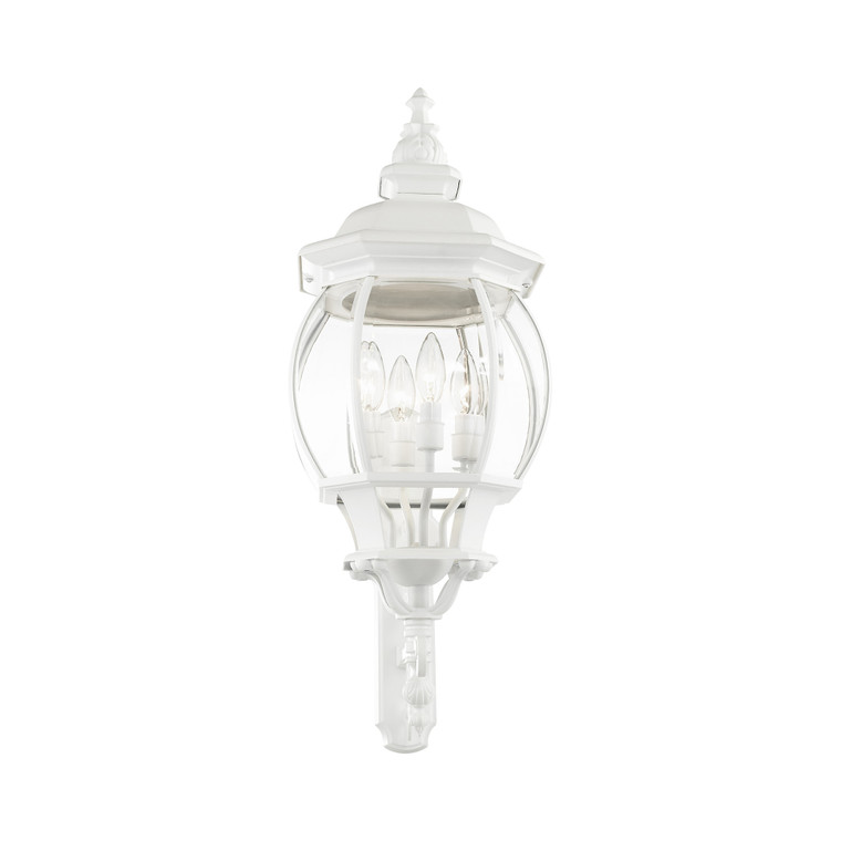 Livex Lighting Frontenac Collection  4 Light Textured White Outdoor Wall Lantern in Textured White 7701-13