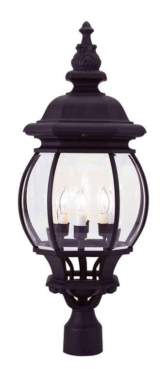 Livex Lighting Frontenac Collection  4 Light Textured Black Outdoor Post Top Lantern in Textured Black 7703-14