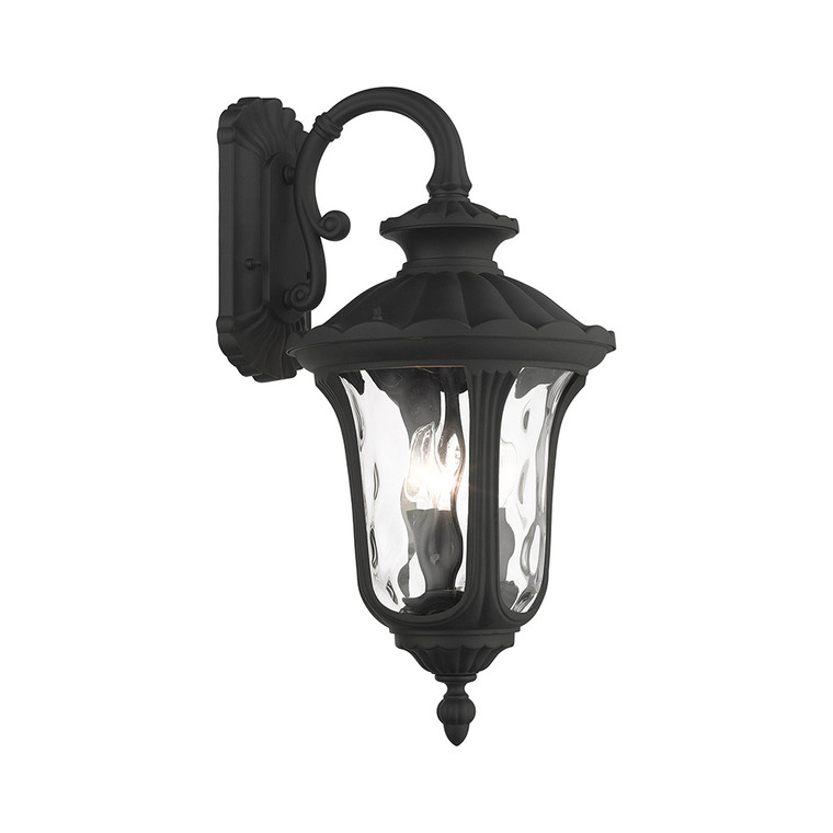 Livex Lighting Oxford Collection  3 Light Textured Black Outdoor Wall Lantern in Textured Black 7857-14