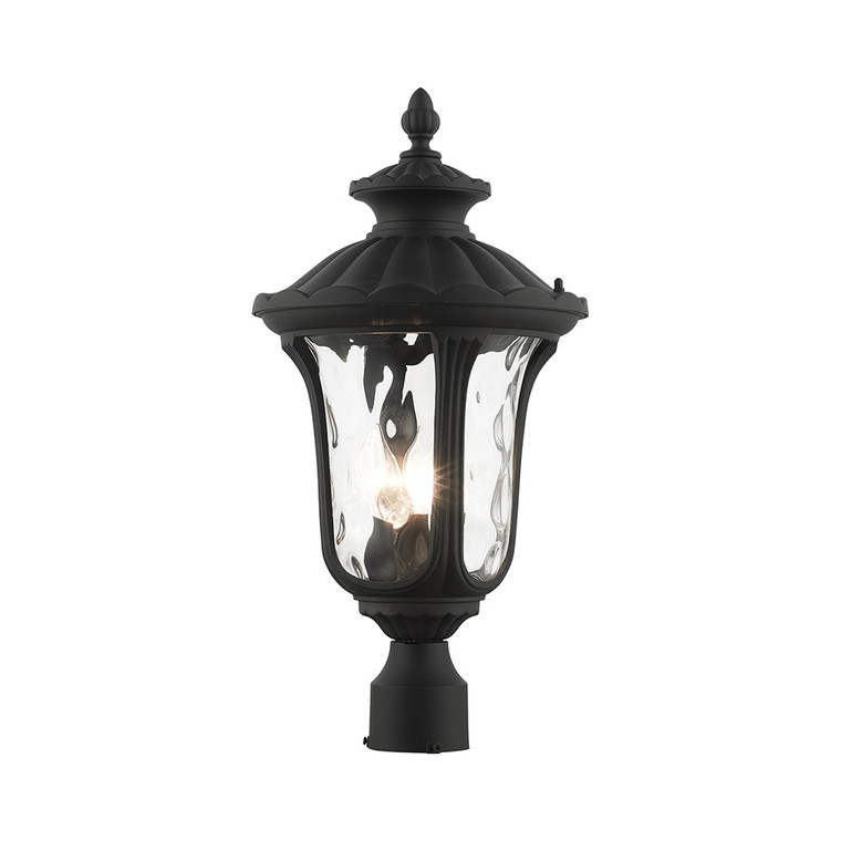 Livex Lighting Oxford Collection  3 Light Textured Black Outdoor Post Top Lantern in Textured Black 7859-14