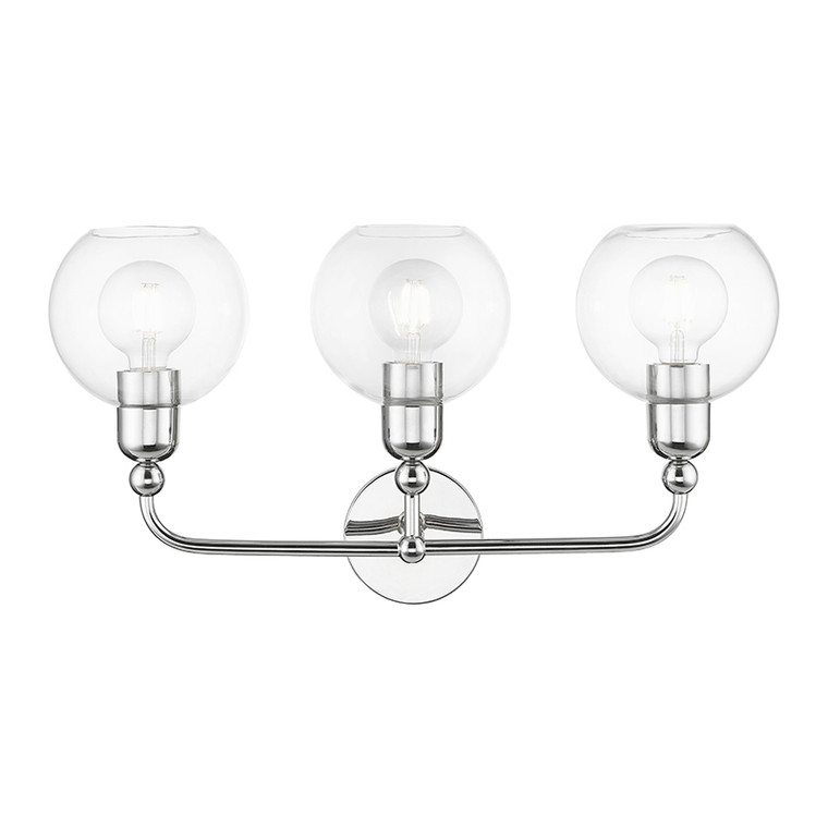 Livex Lighting Downtown Collection  3 Light Polished Chrome Sphere Vanity Sconce in Polished Chrome 16973-05
