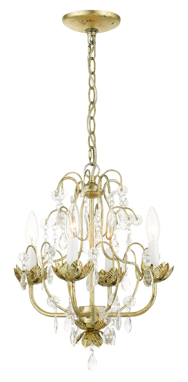 Livex Lighting Sofia Collection  4 Light Winter Gold Chandelier in Hand Applied Winter Gold 8193-28