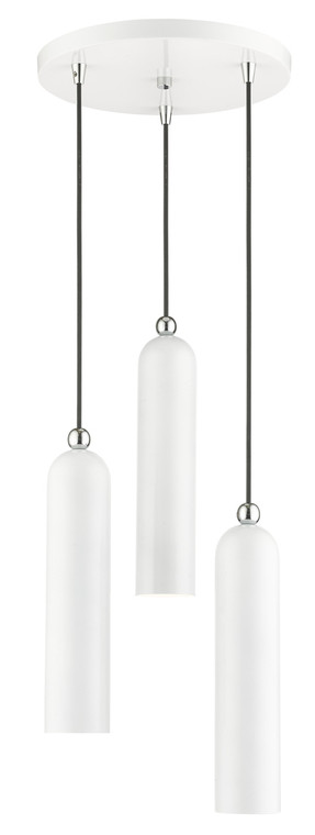 Livex Lighting Ardmore Collection  3 Light Shiny White Pendant in Shiny White with Polished Chrome Accents 46753-69
