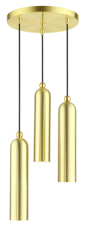 Livex Lighting Ardmore Collection  3 Light Satin BrassPendant in Satin Brass with Polished Brass Accents 46753-12
