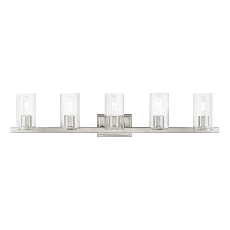 Livex Lighting Clarion Collection  5 Light Brushed Nickel Vanity Sconce in Brushed Nickel 18035-91