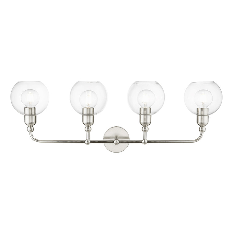 Livex Lighting Downtown Collection  4 Light Brushed Nickel Large Sphere Vanity Sconce in Brushed Nickel 16975-91