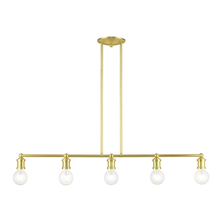 Livex Lighting Lansdale Collection  5 Light Satin Brass Large Linear Chandelier in Satin Brass 47165-12