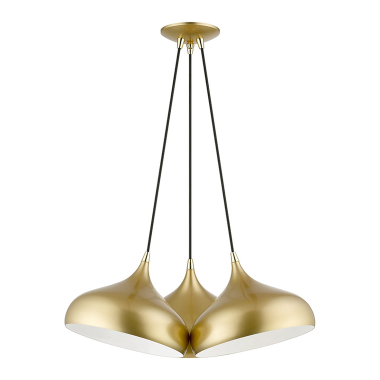 Livex Lighting Amador Collection  3 Light Soft Gold Cluster Pendant in Soft Gold with Polished Brass Accents 41053-33