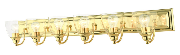 Livex Lighting Birmingham Collection  6 Light Polished Brass Vanity Sconce in Polished Brass 17076-02