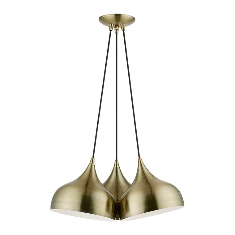 Livex Lighting Amador Collection  3 Light Antique Brass Cluster Pendant in Antique Brass 40983-01