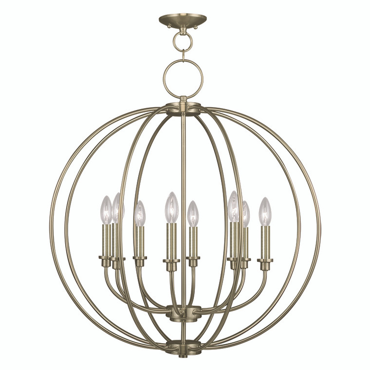 Livex Lighting Milania Collection  8 Light Antique Brass Chandelier in Antique Brass 4668-01