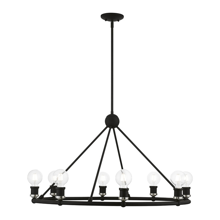 Livex Lighting Lansdale Collection  8 Light Black with Brushed Nickel Accents Chandelier in Black with Brushed Nickel Accents 47168-04