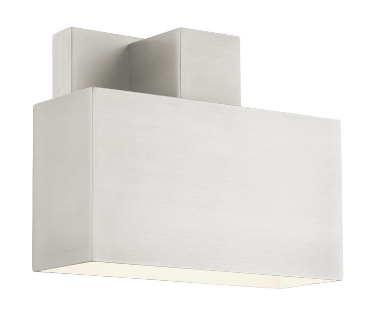 Livex Lighting Lynx Collection  1 Light Brushed Nickel Outdoor ADA Wall Sconce in Brushed Nickel 22422-91