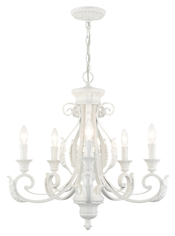 Livex Lighting Valencia Collection  5 Light Shiny White Chandelier in Shiny White 49065-69